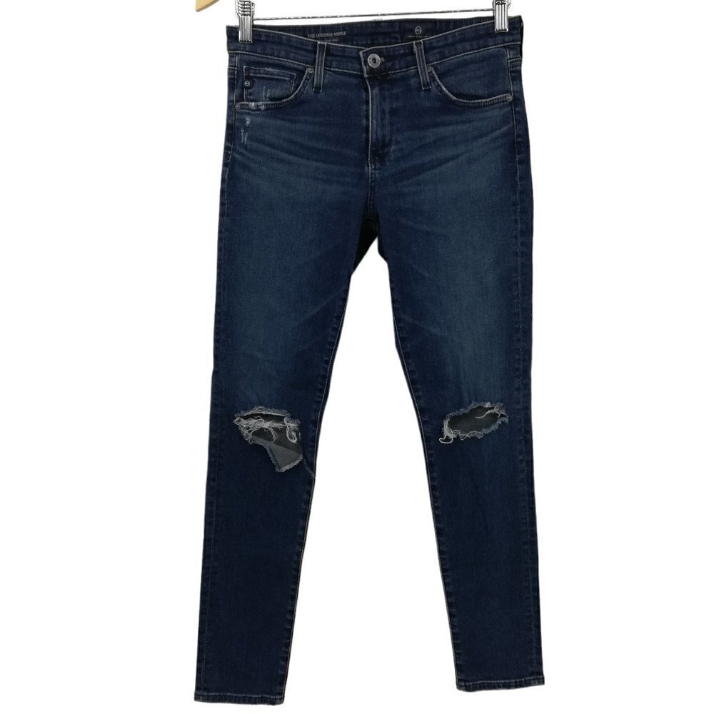 AG The Legging Ankle Super Skinny Ankle Distressed Jeans Size 27R Dark Wash